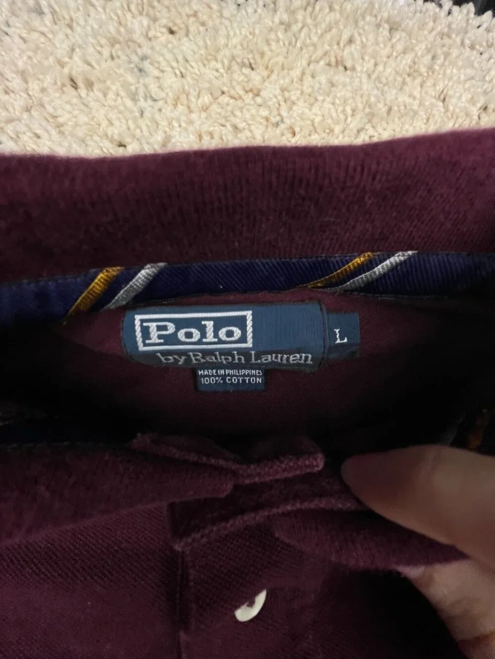 Polo Ralph Lauren Long Sleeve Polo Shirt Men’s Cotton Size Large Maroon Red